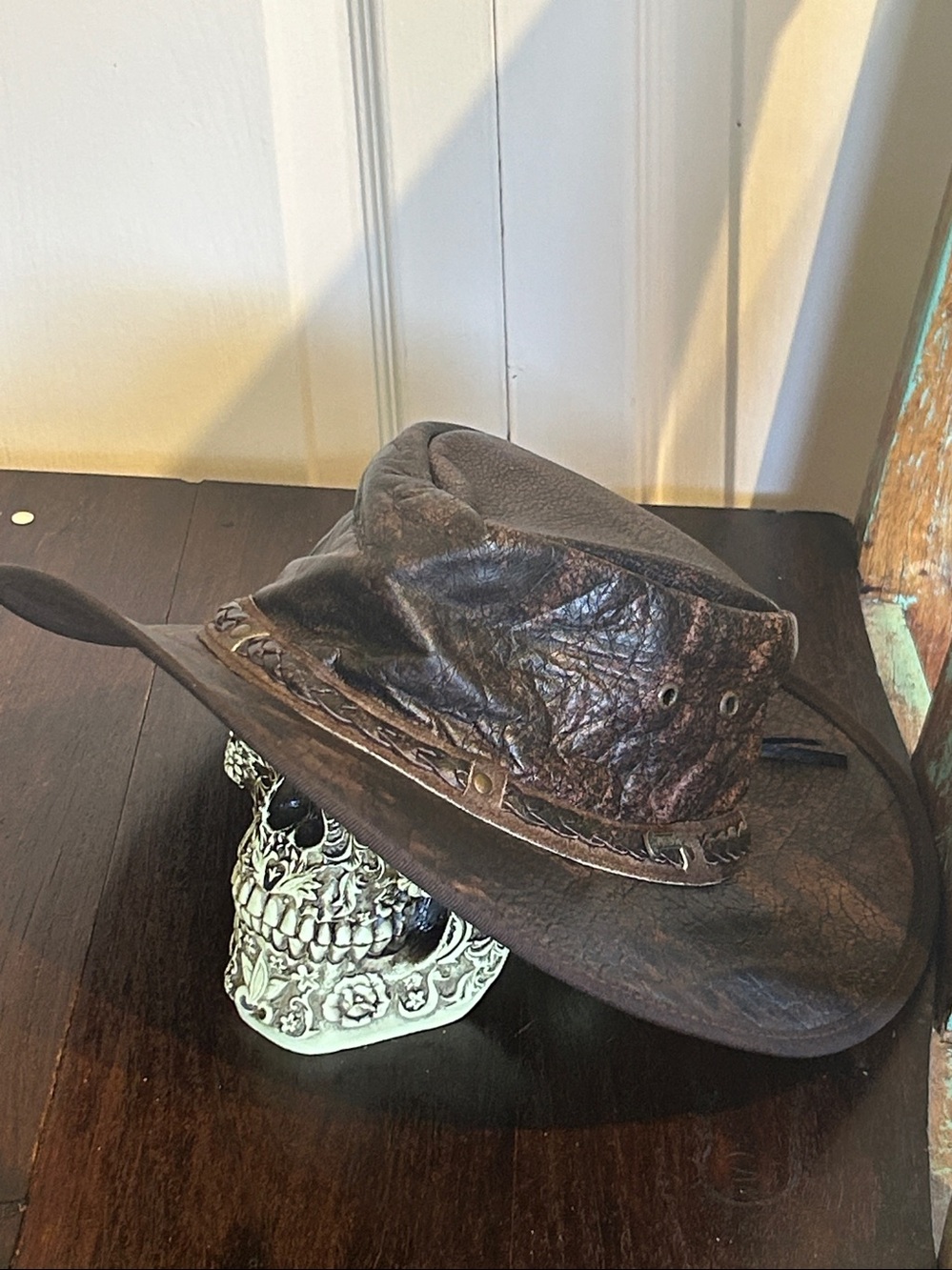Outback 100% Leather Iron Bark Hat